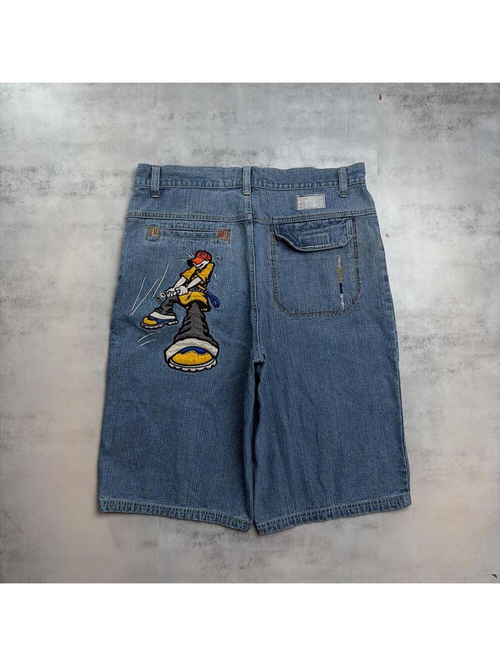 Vintage Paco Jeans Grunge Embroidered Baggy Skater Jorts